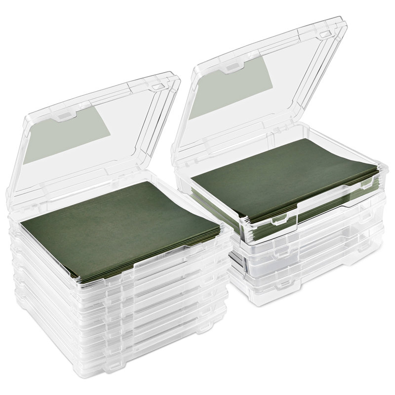 Sorbus Hanging File Organizer Bin Clear Plastic Stackable for Document Storage - Set of 9. Variety Pack