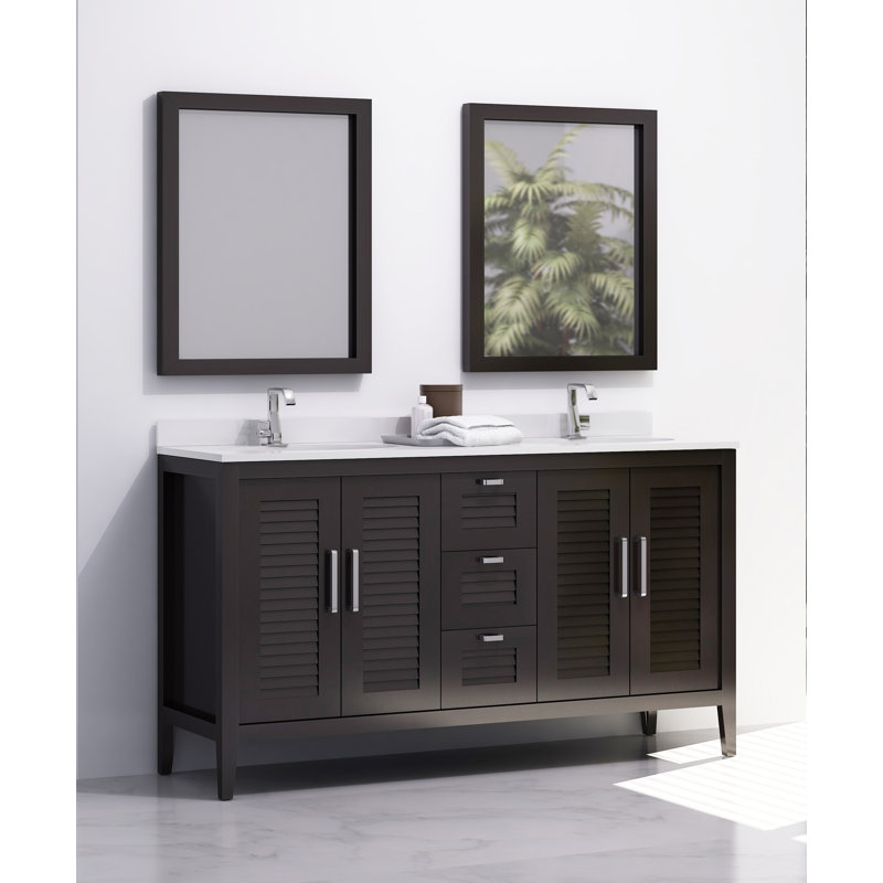 Ensemble de meuble-lavabo pour salle de bain double 60" master lavabo Madrid, Espresso