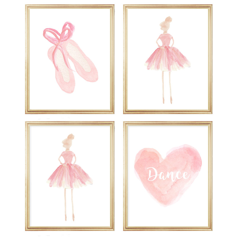Ballet Gallery Wall, 4 pièces, impressions sur papier, Rosé