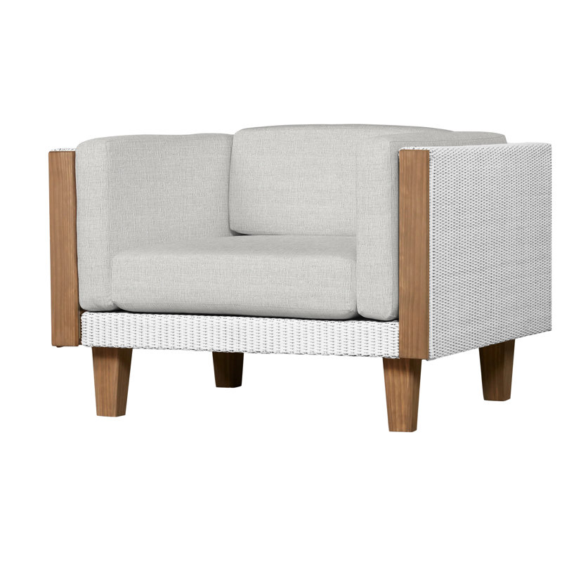 Catalina Outdoor Teak Lounge Chair, White, Demo Skyway