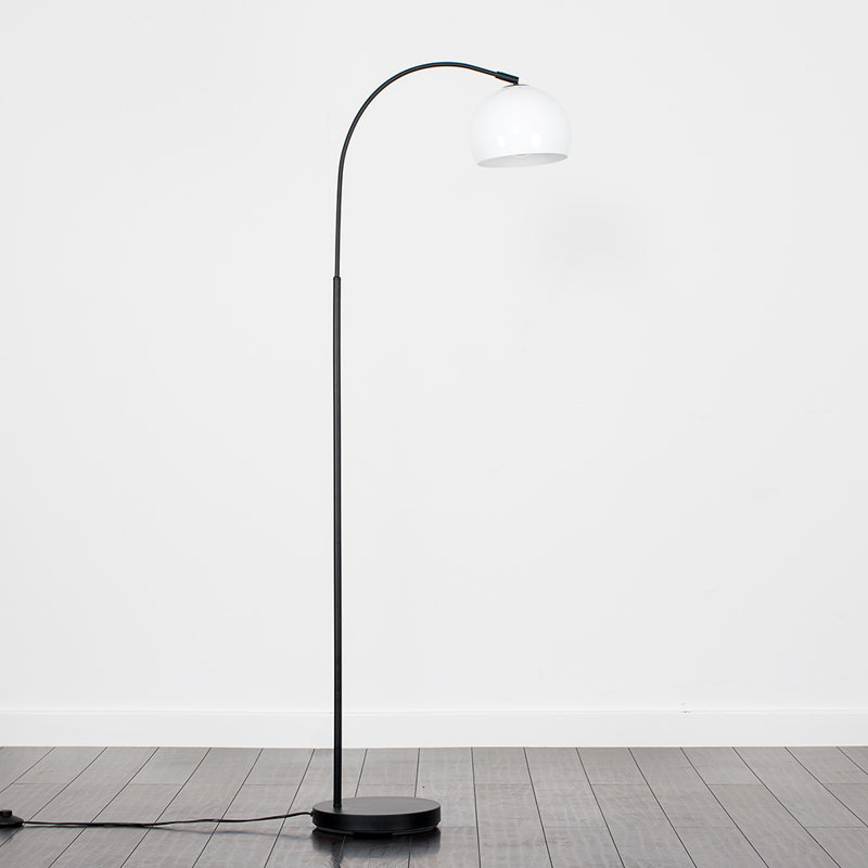 Derosier 152cm Arched Floor Lamp, White, Black