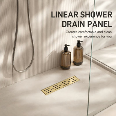 Majesta 12" Brushed Gold linear grid drain