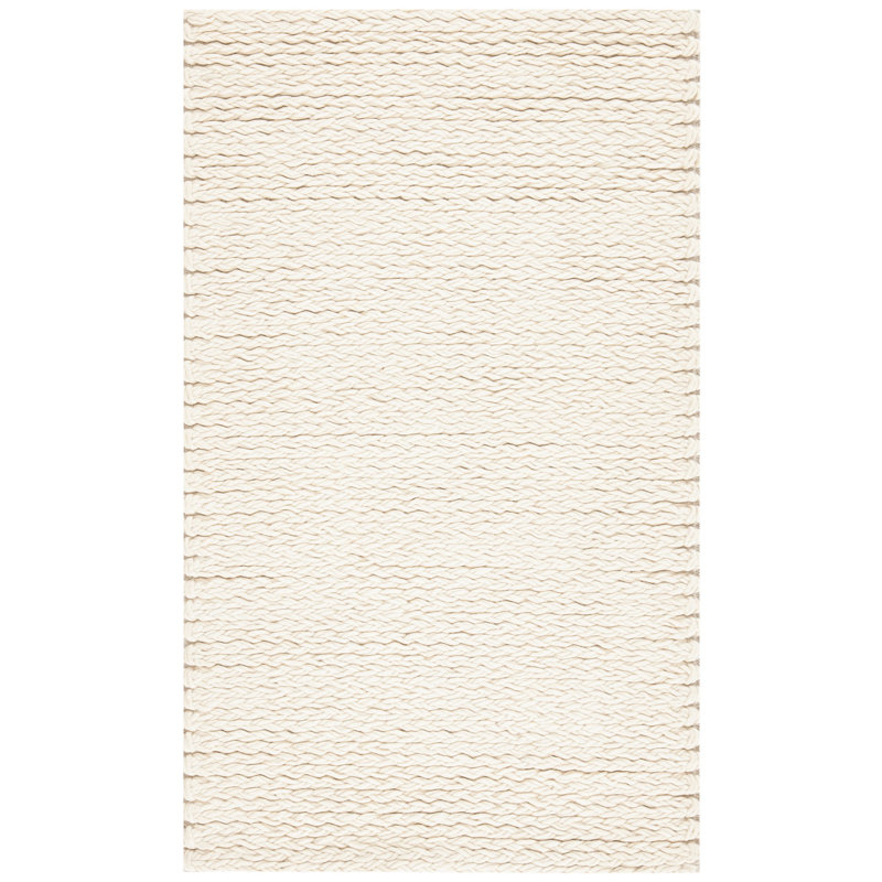 Tapis ivoire en laine tissé à plat à la main Martino, Rectangle 5 pi x 8 pi