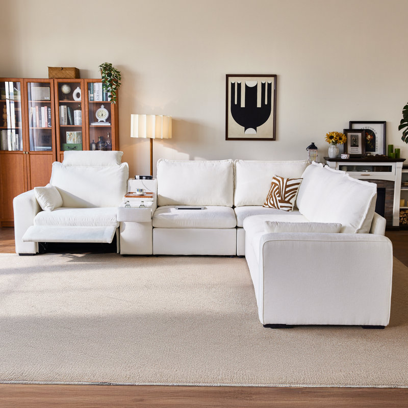 Canapé-lit modulaire surdimensionné à 5 places Olar, Chenille beige