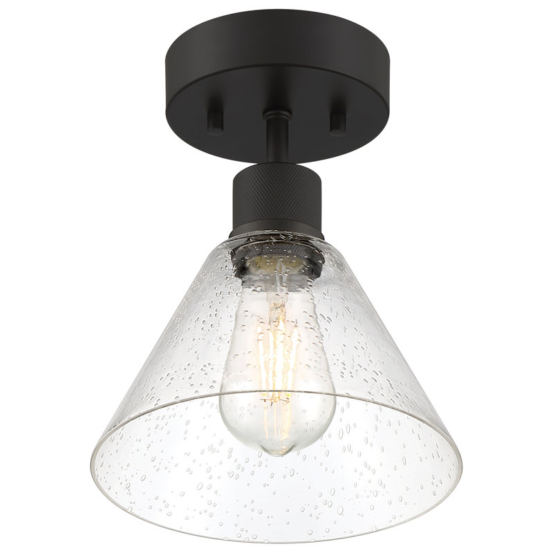Southglenn Glass Semi Flush Mount, Matte Black