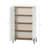 Abbey Modern Tempered Glass Bookcase Cabinet with Adjustable Shelves in Maple and Off White-648214589