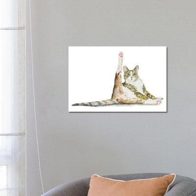 Drôle de chat de yoga par Alexey Dmitetchich Shmyrov - peinture sur toile tendue