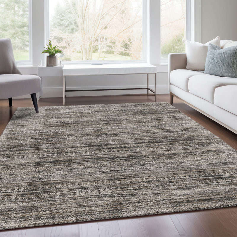 Machine Washable Indoor/Outdoor Xhevrie Taupe Rug, Rectangle 2'6" x 3'10"