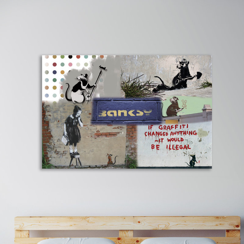 Rat Collage by Banksy - Wrapped Canvas Print, 30 cm H x 46 cm W x 4 cm D