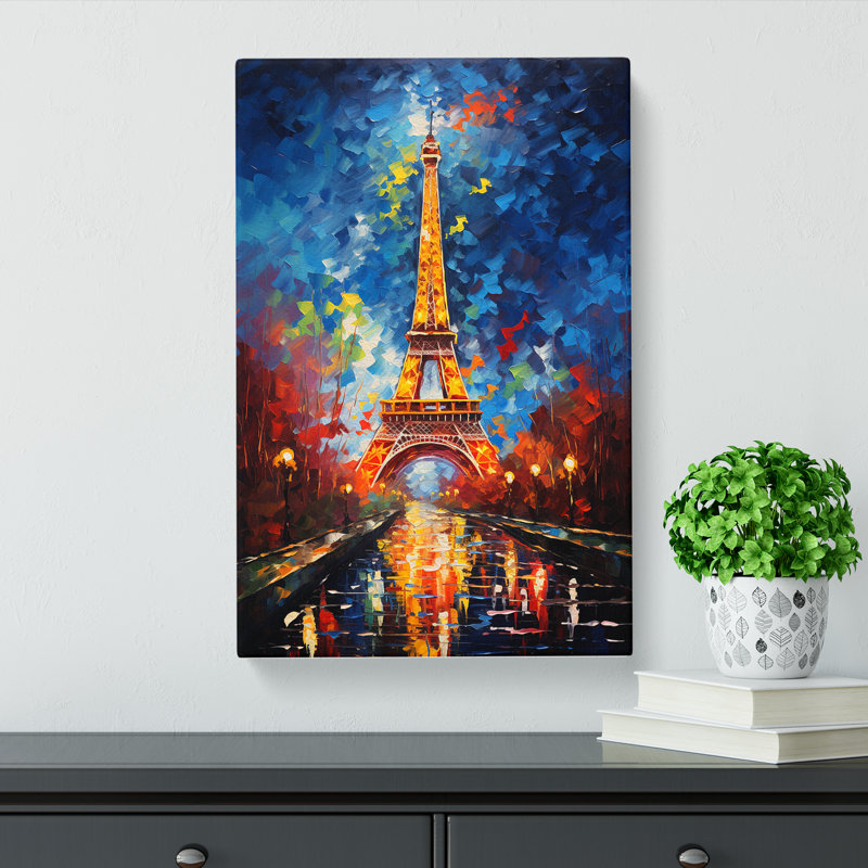 Eiffel Tower Action Painting - Wrapped Canvas, 60cm H x 40cm W x 3cm D