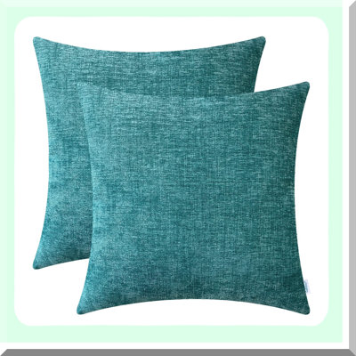 Cozy Throw Pillow Covers - Set of 2 Teal Sofa Cushion Cases - Soft Home Decor for Couch - Solid Dyed, Comfortable & Stylish