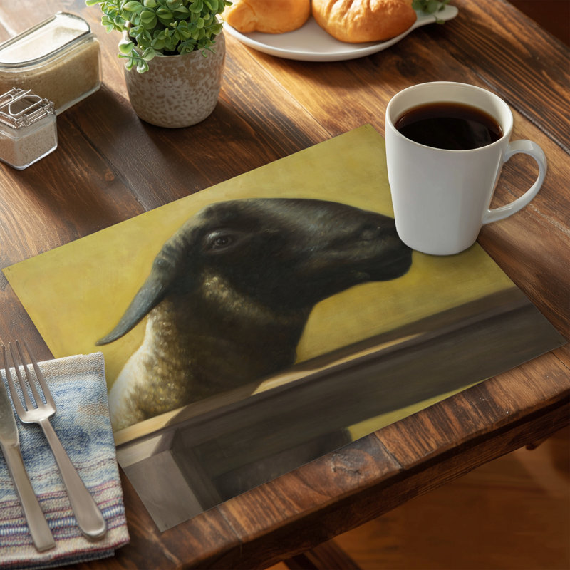 Young Ram Brown Western Placemat | Polyester Home Decor