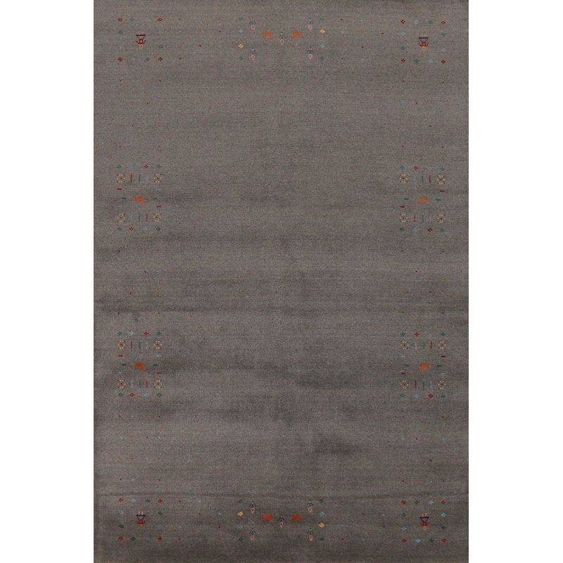 Handmade Gray Gabbeh Oriental Area Rug 5x8