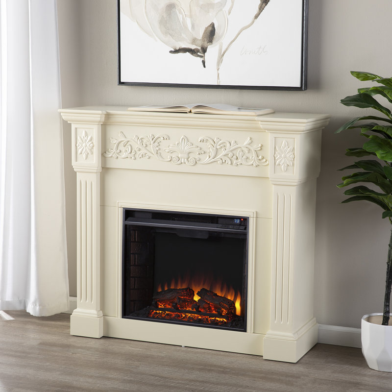 Genevrier 44.5'' W Electric Fireplace & Mantel Package, Ivory