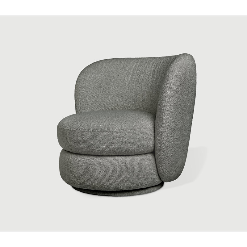 Forme Swivel Chair Boucle Swivel Armless Chair, Scoria