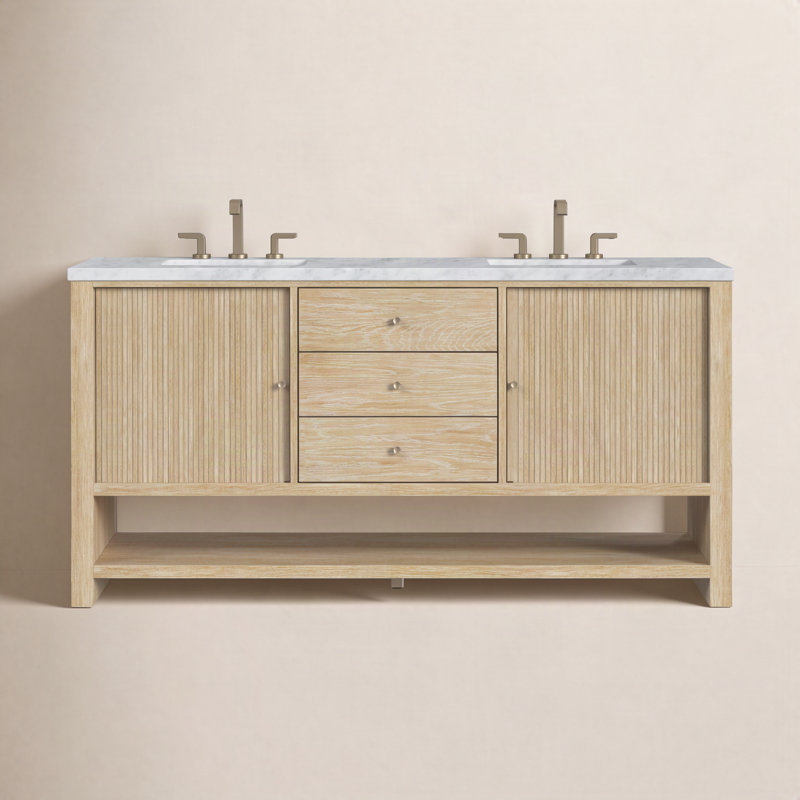 Marigot 72'' W Double Vanity, Carrara White, 8" Widespread