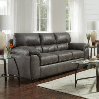 Contemporary Fabric Pillow-Top Arm Sofa, Sequoia Ash