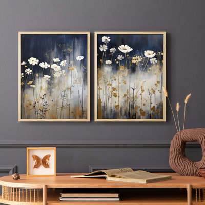 FLORAL Series CECXCII - Reproduction encadrée de qualité supérieure - prête à être accrochée - aucun clou requis - aucun clou requis
