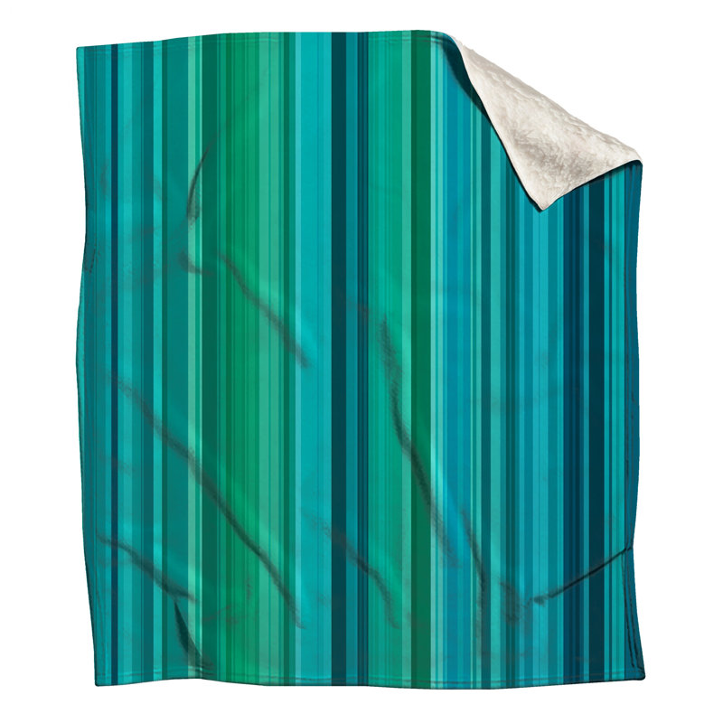 Jeté en molleton à rayures bleues et vertes - Jetés à motif pour canapés ou lits, 50in W x 60in H