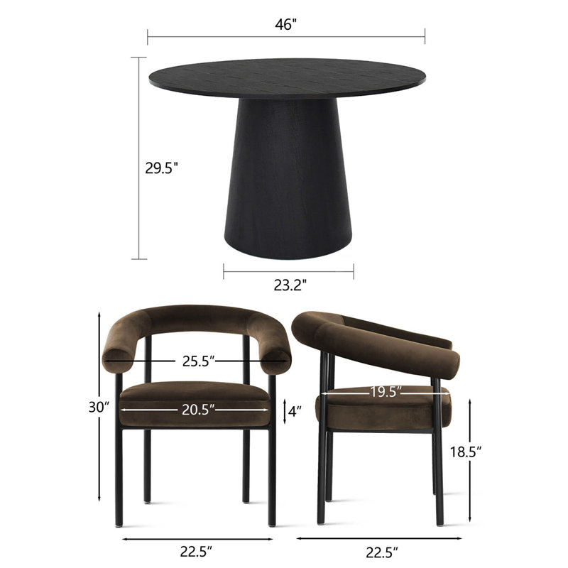 Heckman 5-Pieces Round Dining Table Sets, Chocolate Brown