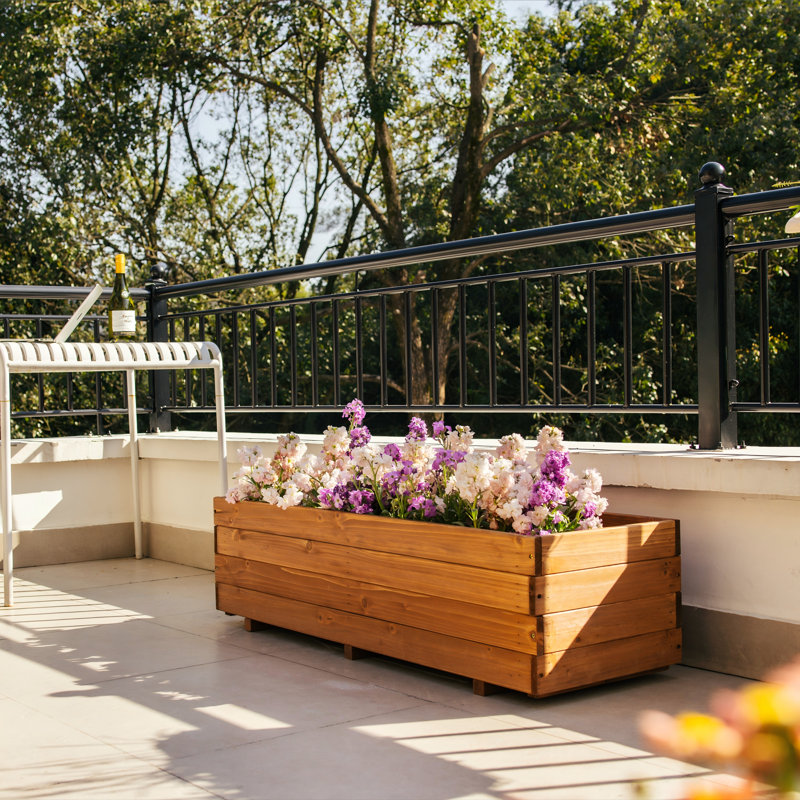 Handmade Wood Planter Box, 32cm H x 119.89cm W x 39.88cm D, Brown