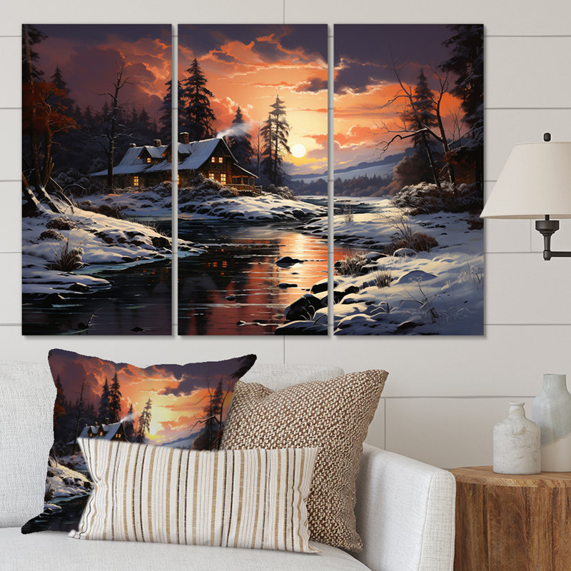 Winter Glow II sur toile, 3 pièces, H 40 po x l 60 po x P 1 po