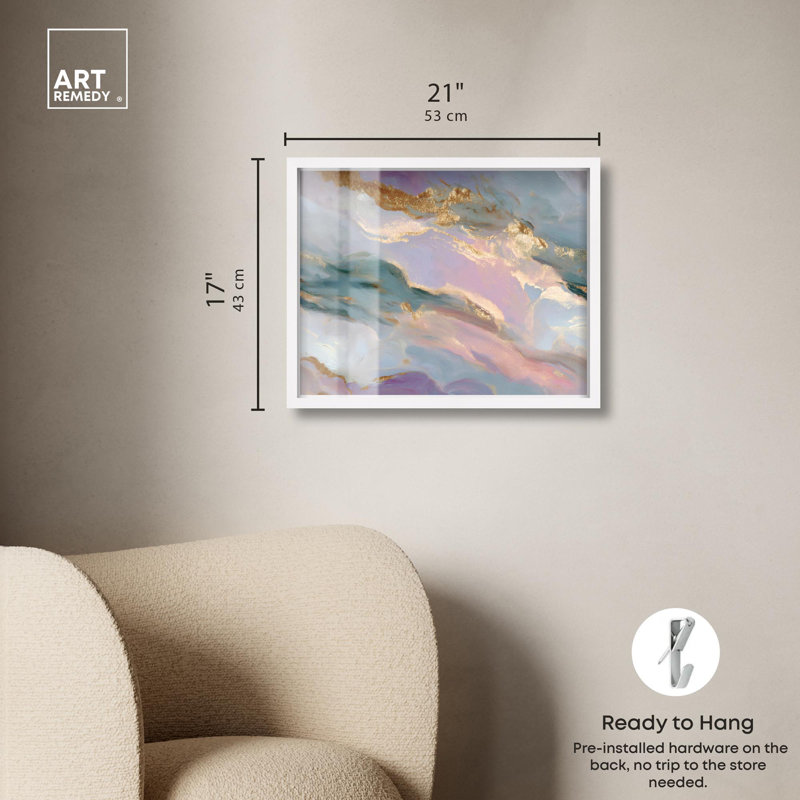 «Gemstone Hues III Shadowbox Print Geode Art» par Art Remedy, H 17 po x l 21 po, Blanc