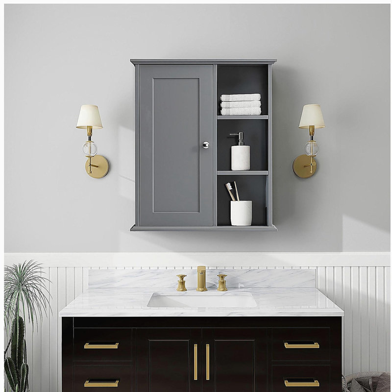 23.6"Bathroom Wall Cabinet, Gray