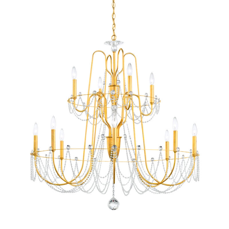 Esmery 12 - Light Chandelier, Clear Heritage Crystal, French Gold