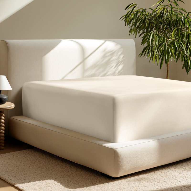 Extra Deep Microfiber Fitted Sheet, California King Fitted Sheet, Sand