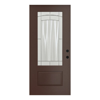 36” x 80” New Traditional Mahogany-Textured Fibreglass Front Entry Door Slab – Left-Hand Inswing