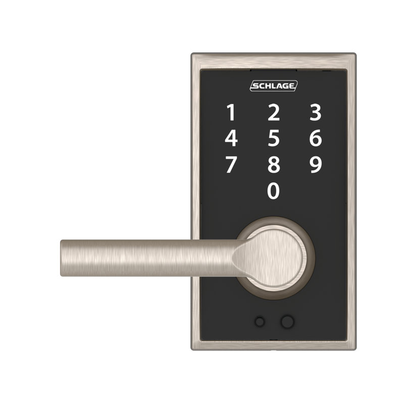 Schlage Touch Keyless Touchscreen Lever with Century Trim and Broadway Lever, Satin Nickel