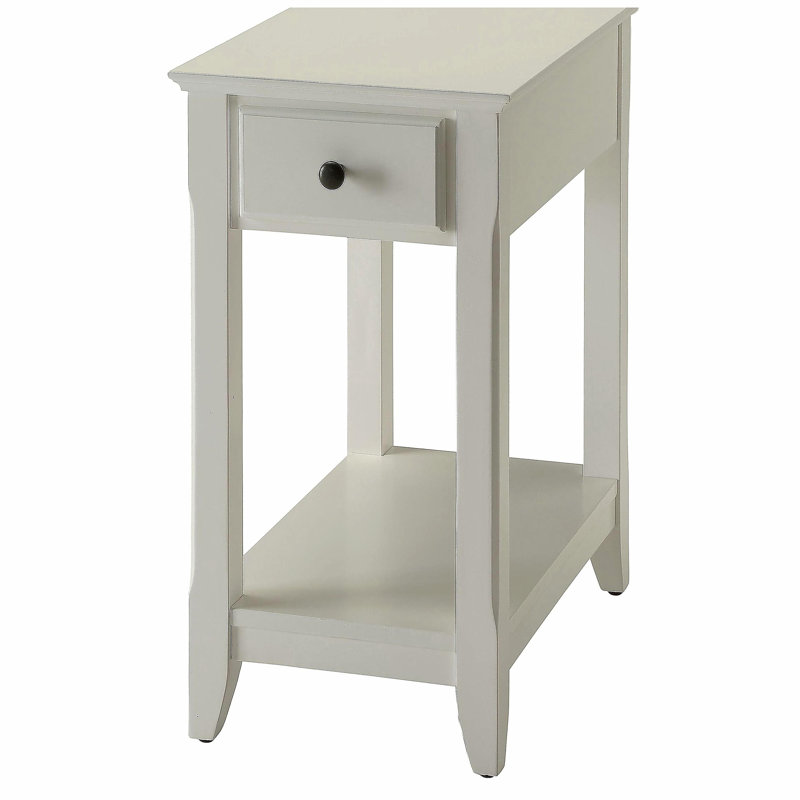 Table d'appoint blanche avec tablette inférieure, Blanc