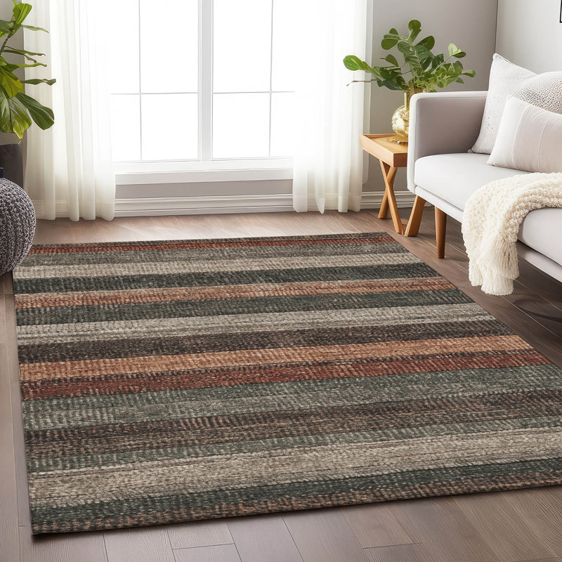 Machine Washable Indoor/Outdoor Xhevrie Paprika Rug, Rectangle 2'6" x 3'10"