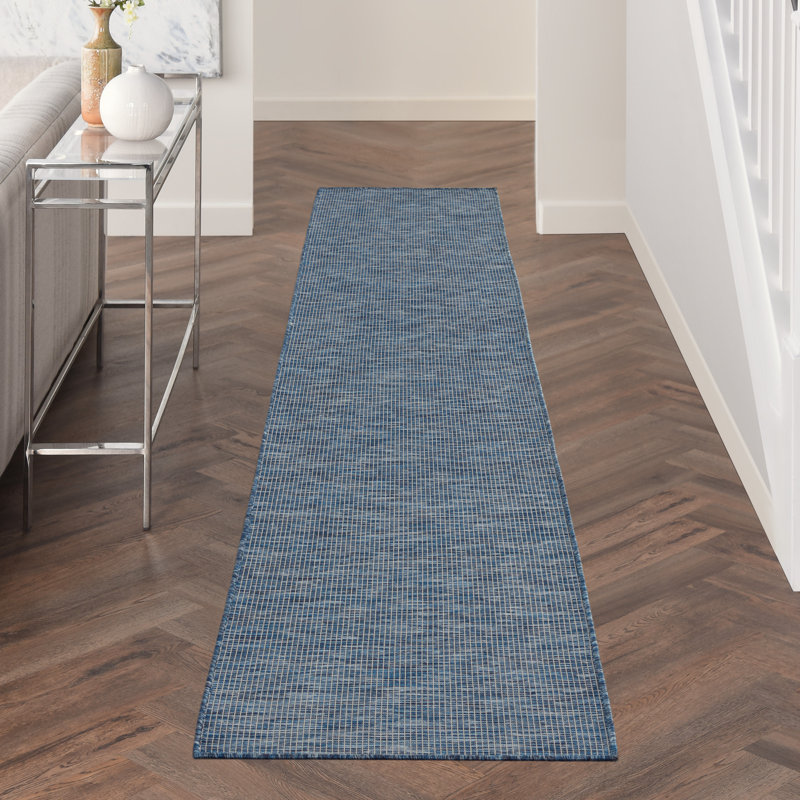 Lillehammer Solid Indoor/Outdoor Area Rug, Runner 2'2" x 10', Navy Blue