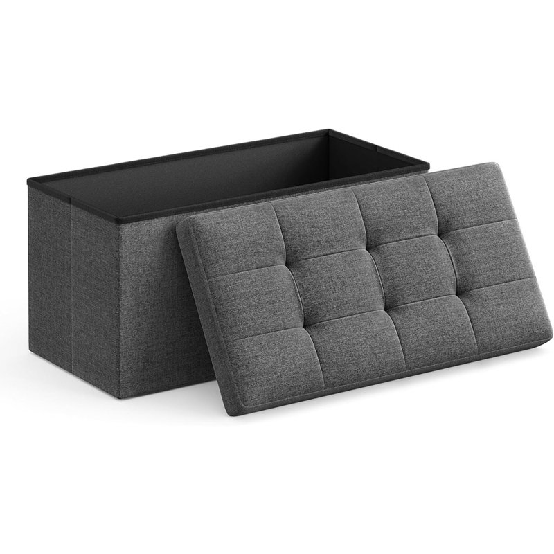 Banc de rangement avec repose-pieds Ebern Designs, tabouret avec repose-pieds, coffre de rangement, 30 po, gris foncé Ulsf47k