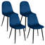 Ensemble de 4 chaises de salle à manger modernes en velours, chaises d'appoint rembourrées avec pieds en métal noir, chaises d'appoint confortables pour le salon, la chambre à coucher, le restaurant et la salle à manger, bleu foncé