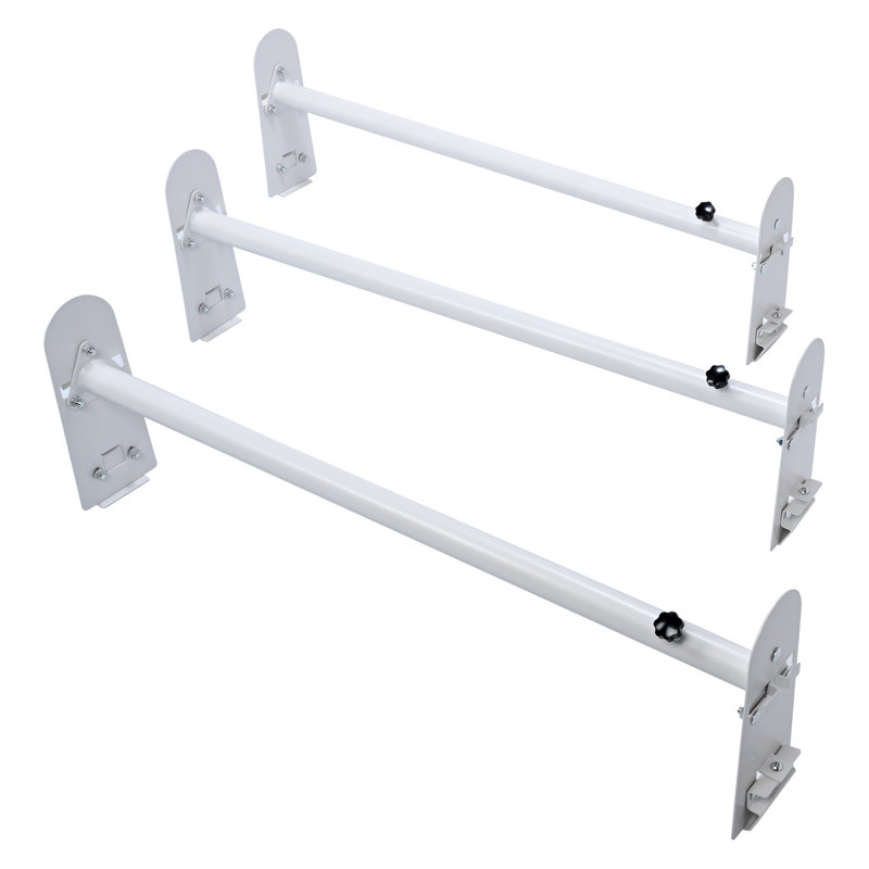 Support réglable pour échelle de toit de fourgonnette, support de gouttière en acier allié robuste avec capacité de 750 lb, support de chargement blanc pour les véhicules de la marque Express et GMC Savana