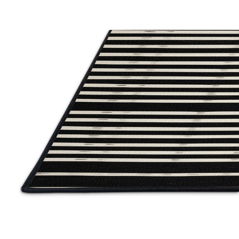  Tapis lavable rayé noir et blanc, Rectangulaire 2 pi x 3 pi