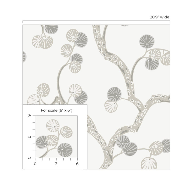  Papier peint adhésif Snowlands Woodland Whimsy, Ivoire / Gris