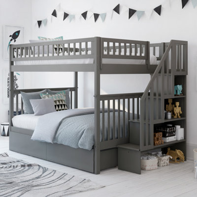 Ilariana Wood Bunk Bed with Staircase and Drawers