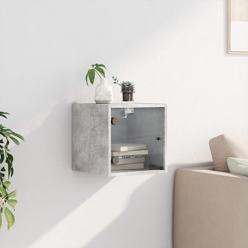 Masir 35cm W Manufactured Wood Bedside Table, Concrete Grey, Set of 2