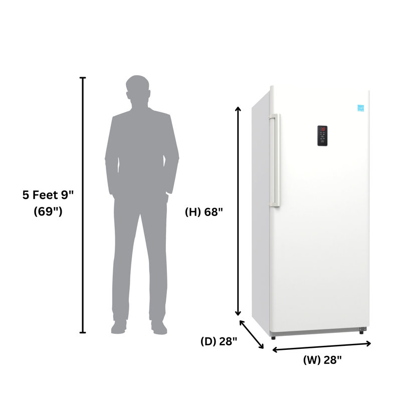 Conserv 14cf Upright Freezer CONVERTIBLE REF Garage Ready E-Star 28in wide 110V, White