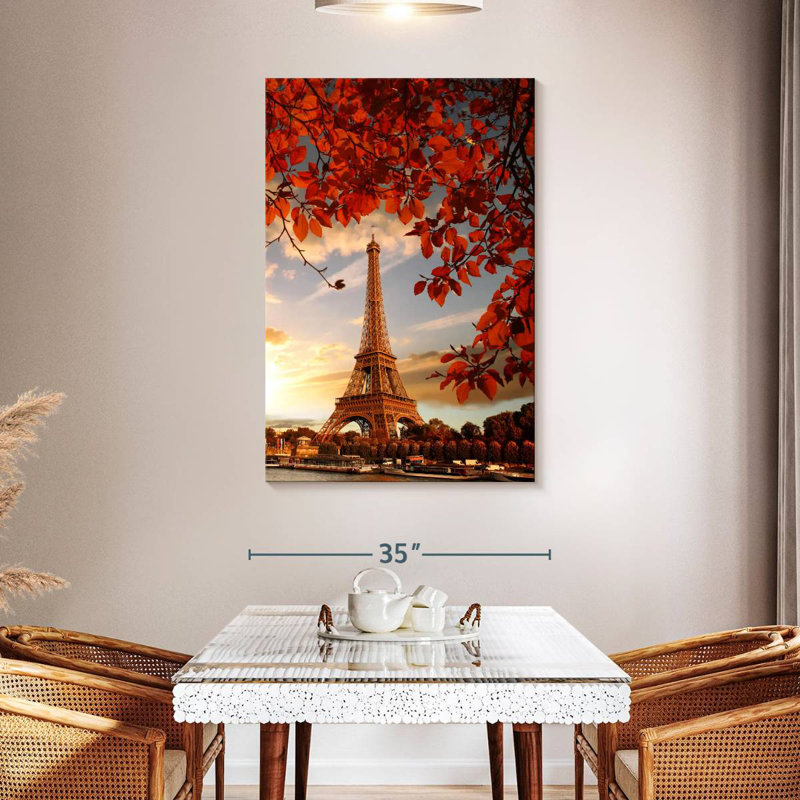 Aime, coucher de soleil d'automne à Paris, H 48 po x l 32 po