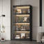Vitrine noire vitrée à 4 portes avec éclairage DEL et tablettes réglables