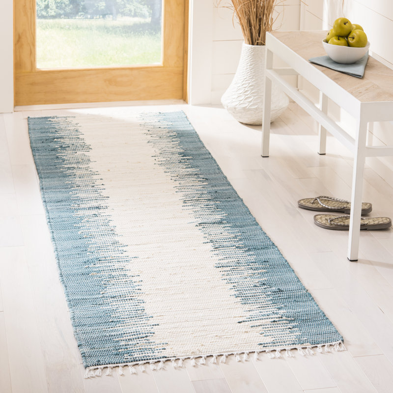 Tapis rayé en coton tissé à la main Telscombe, Rectangle 2 pi 3 po x 5 pi