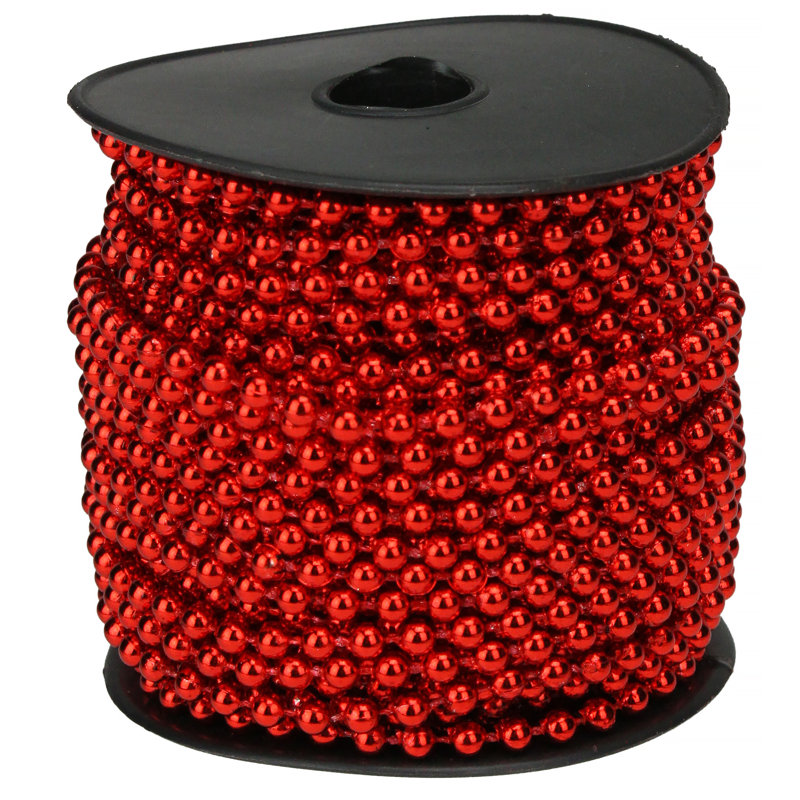 Guirlande de Noël perlée artificielle, Rouge, L 66 pi
