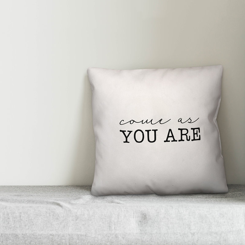  Coussin intérieur "Come as you are", Blanc cassé / noir, H 16 po x l 16 po