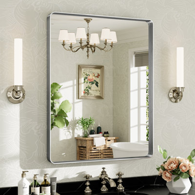 Llesenia Mirror with HD Tempered Glass and Aluminum Alloy Frame, French Cleat Wall-Mounted Bathroom Vanity Mirror