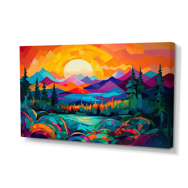 «Vibrant Sunset Shining Over Mountains II», impressions sur toile